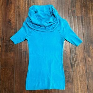 Express Short Sleeve Cowl Neck Teal Sweater Size XS